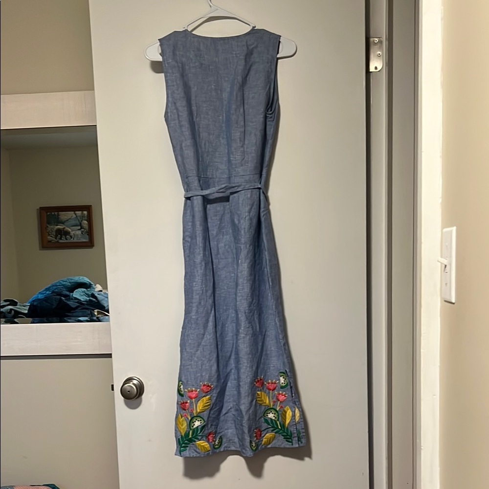 Boden Embroidered Blue Sleeveless Dress, size 2 US, 6R UK - Picture 5 of 10